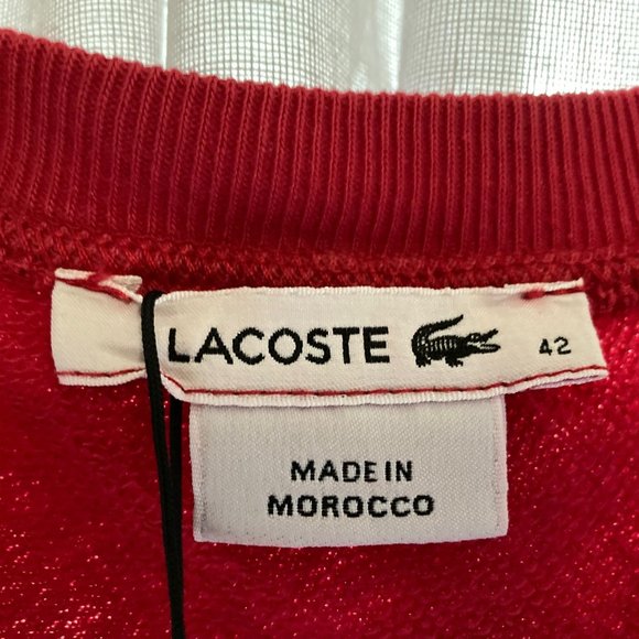 Lacoste Alligator Long Sleeve Red T-Shirt Dress - Size 42 EU/10 USA - New w/Tags - Picture 7 of 13